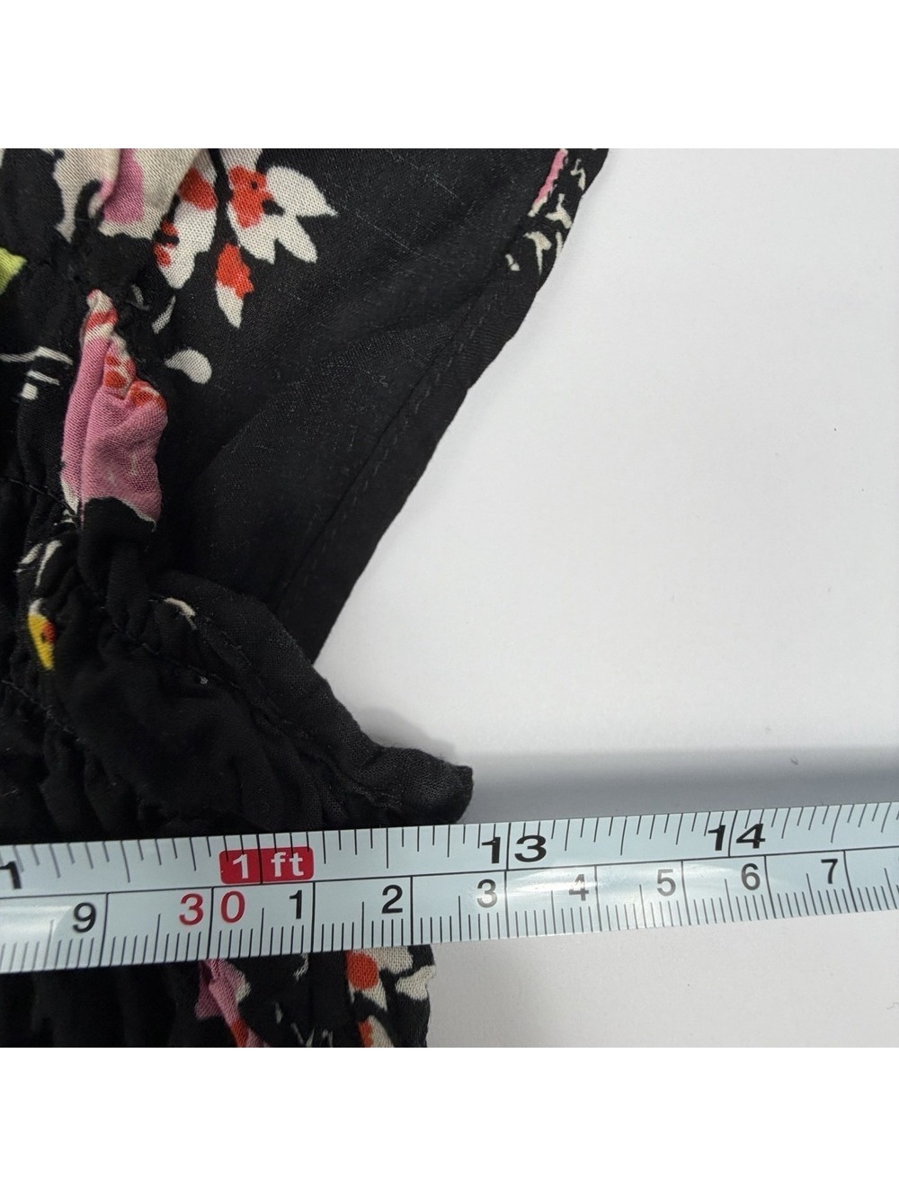 Free People Greatest Day Dress XS Black Floral Smocked Button Front Cottagecore - Picture 6 of 8